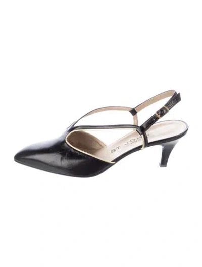 Pre-owned St John Leather T-strap Pumps In Black