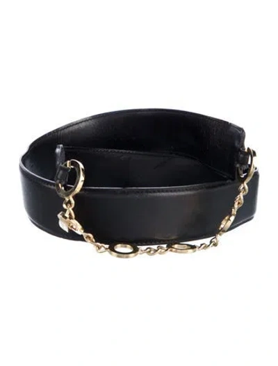 Pre-owned St John Leather Waist Belt In Black