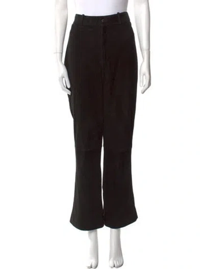Pre-owned St John Leather Wide Leg Pants In Black