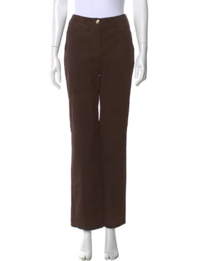 Pre-owned St John Leather Wide Leg Pants W/ Tags In Brown