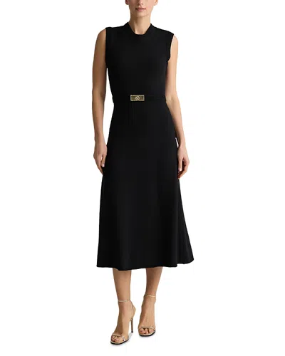 St John St. John Legacy Crepe Sleeveless Wool Blend Sweater Dress In Black