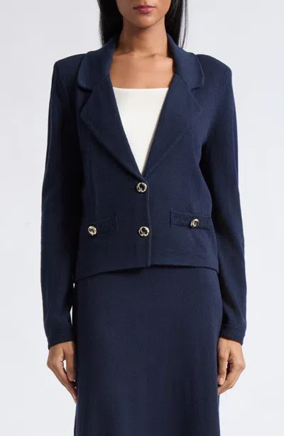 St John St. John Legacy Crepe Knit Jacket In Blue