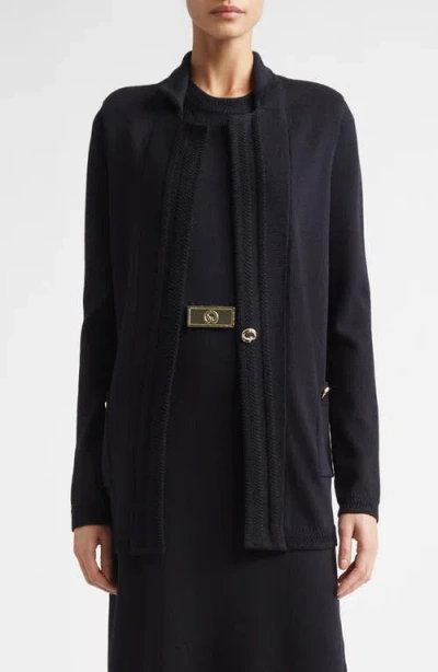 St John St. John Legacy Wool Blend Sweater Coat In Black