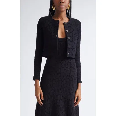 St John St. John Leopard Jacquard Crop Cardigan Jacket In Multi