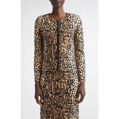 St John St. John Leopard Jacquard Knit Jacket In Multi