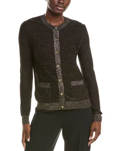 St John St. John Lightweight Lurex Knit Cardigan In Black
