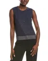 St John St. John Lightweight Lurex Knit Shell In Blue