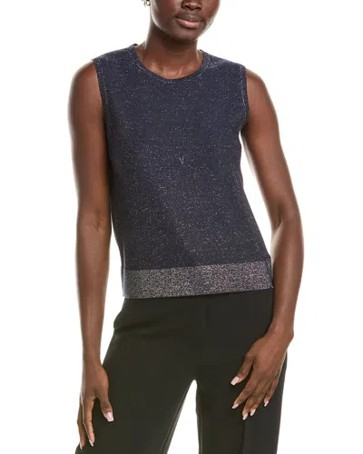 St John St. John Lightweight Lurex Knit Shell In Blue