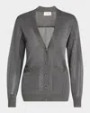 St John Lightweight Metallic Mixed-media Cardigan In Black