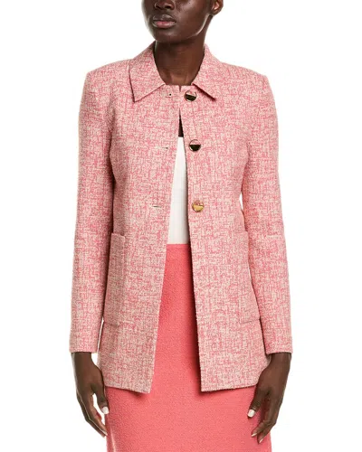 St John Linen-blend Jacket In Pink