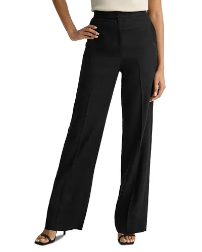St John Linen Blend Stretch Wide Leg Pants In Red