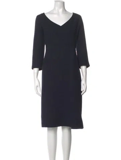 Pre-owned St John Linen Knee-length Dress In Blue