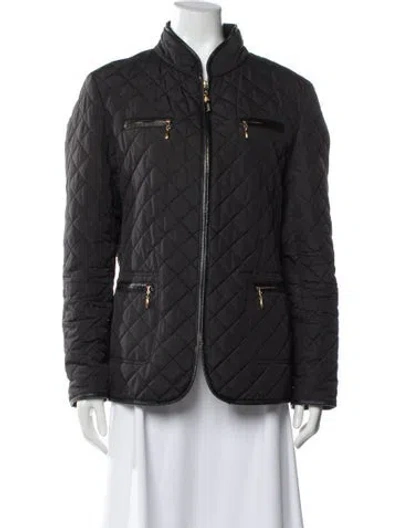 Pre-owned St John Linen Puffer Jacket In Black