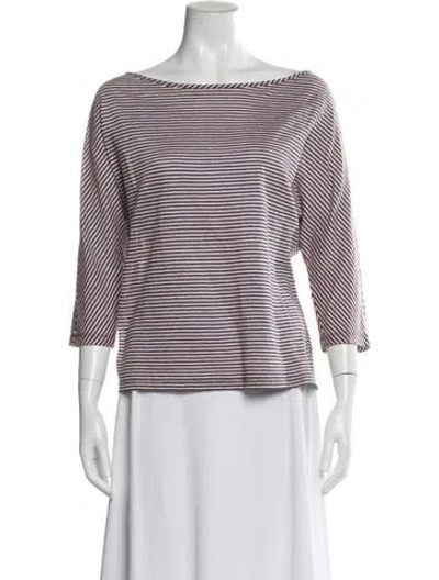 Pre-owned St John Linen Striped Top In Multi
