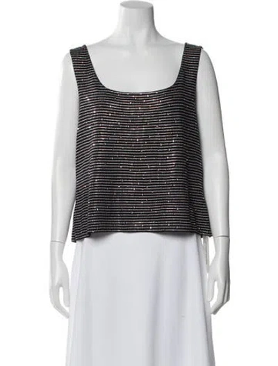 Pre-owned St John Linen Striped Top In Multi