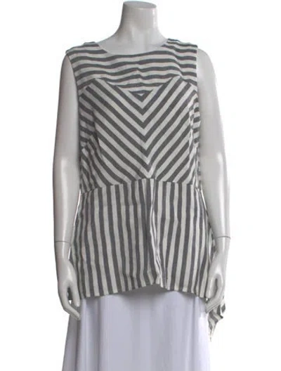 Pre-owned St John Linen Striped Top In Multi