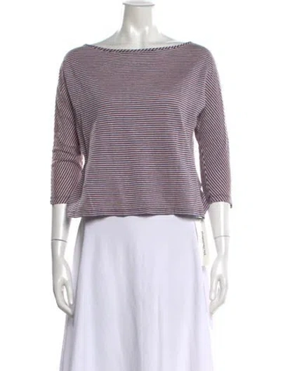 Pre-owned St John Linen Striped Top In Multicolor