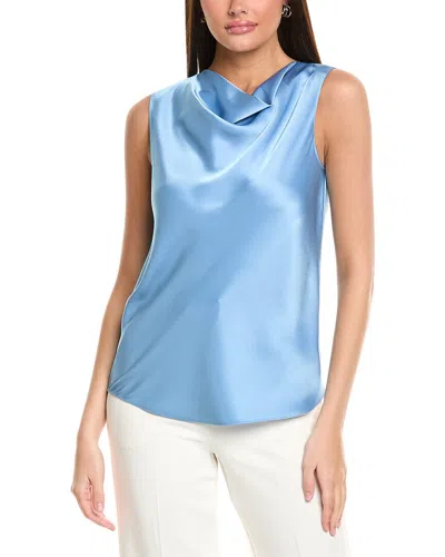 St John St. John Liquid Satin Cowl Neck Shell In Blue