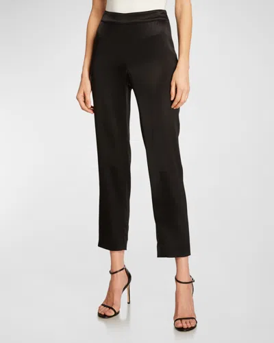 St John ‘diana' Flat Front Pressed Crease Straight Leg Pants In Black