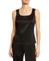 St John Liquid Satin Round Neck Shell In Black