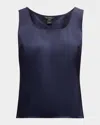 St John Liquid Satin Tank Top In Blue
