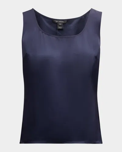 St John Liquid Satin Tank Top In Blue