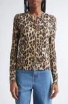 St John St. John Loepard Print Wool Cardigan In Animal Print