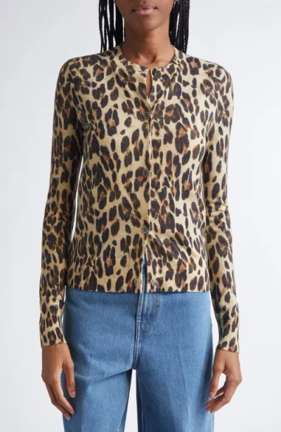 St John St. John Loepard Print Wool Cardigan In Animal Print