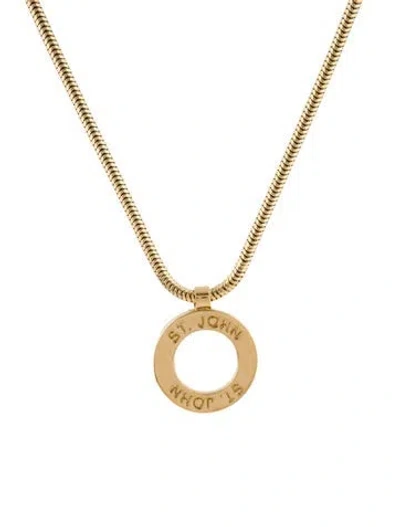 Pre-owned St John Logo Open Circle Pendant Necklace, 16" In Multi