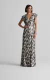 St John St. John Collection Cubist Sequin Gown In Silver