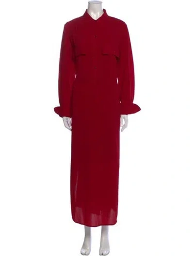 Pre-owned St John Long Dress In Red