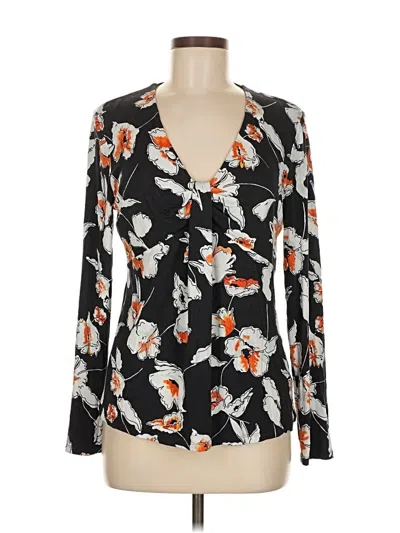 Pre-owned St John Long Sleeve Blouse In Black