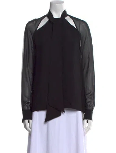 Pre-owned St John Long Sleeve Blouse In Black