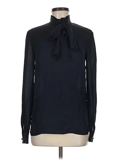 Pre-owned St John Long Sleeve Blouse In Black