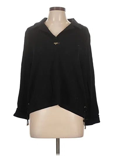 Pre-owned St John Long Sleeve Blouse In Black