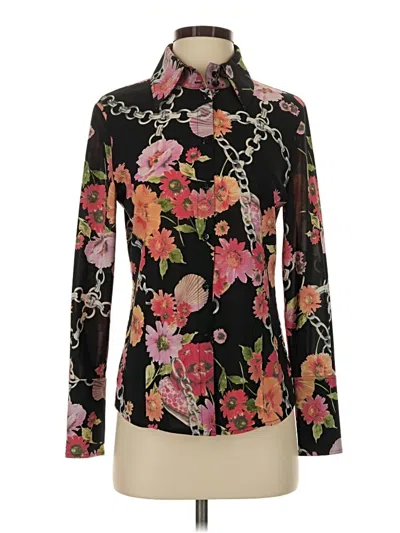 Pre-owned St John Long Sleeve Blouse In Black
