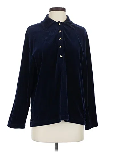 Pre-owned St John Long Sleeve Blouse In Blue