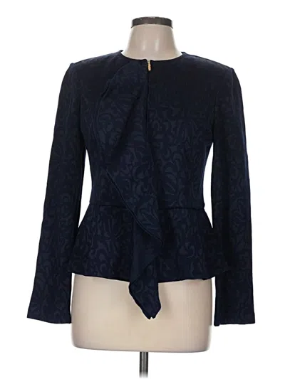 Pre-owned St John Long Sleeve Blouse In Blue