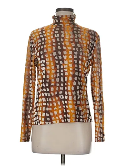 Pre-owned St John Long Sleeve Blouse In Brown