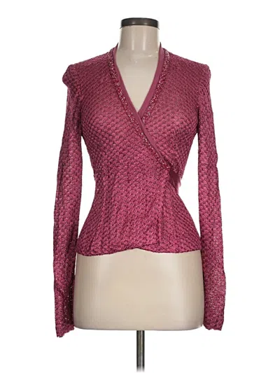 Pre-owned St John Long Sleeve Blouse In Burgundy