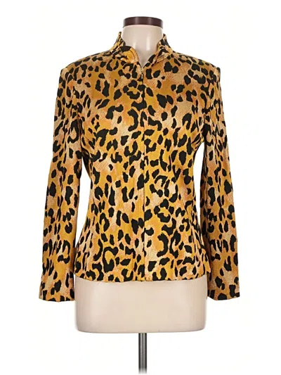 Pre-owned St John Long Sleeve Blouse In Gold