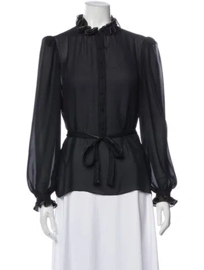 Pre-owned St John Long Sleeve Blouse In Gray
