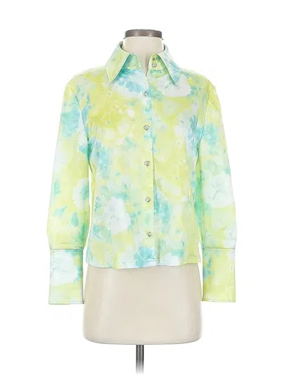 Pre-owned St John Long Sleeve Blouse In Green