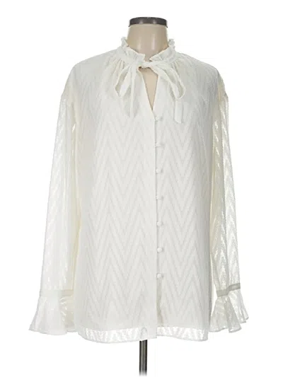 Pre-owned St John Long Sleeve Blouse In Ivory