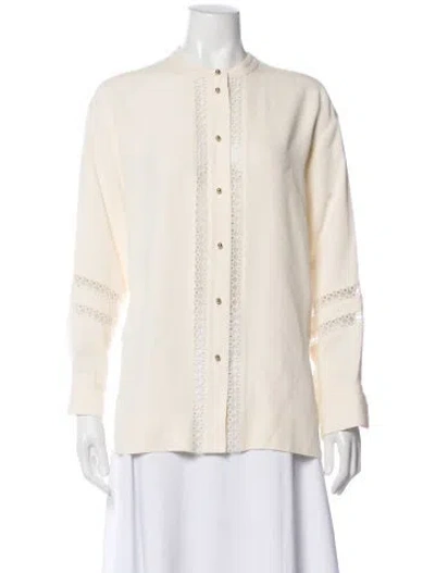 Pre-owned St John Long Sleeve Blouse In Neutral