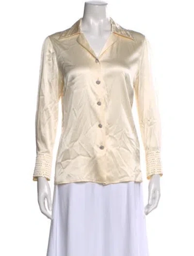Pre-owned St John Long Sleeve Blouse In Neutral