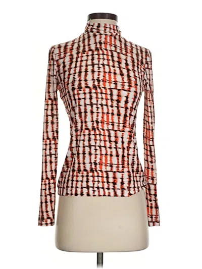 Pre-owned St John Long Sleeve Blouse In Orange