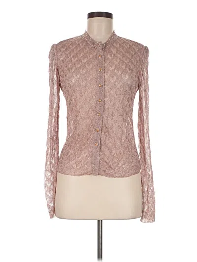 Pre-owned St John Long Sleeve Blouse In Pink