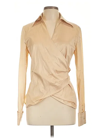 Pre-owned St John Long Sleeve Blouse In Tan