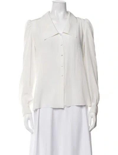 Pre-owned St John Long Sleeve Blouse In White